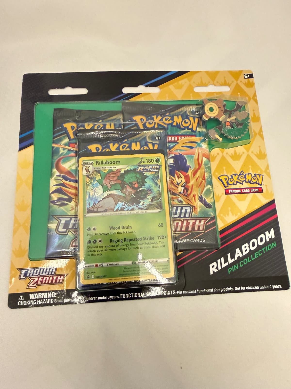 Pokémon Crown Zenith Rillaboom Pin Collection...