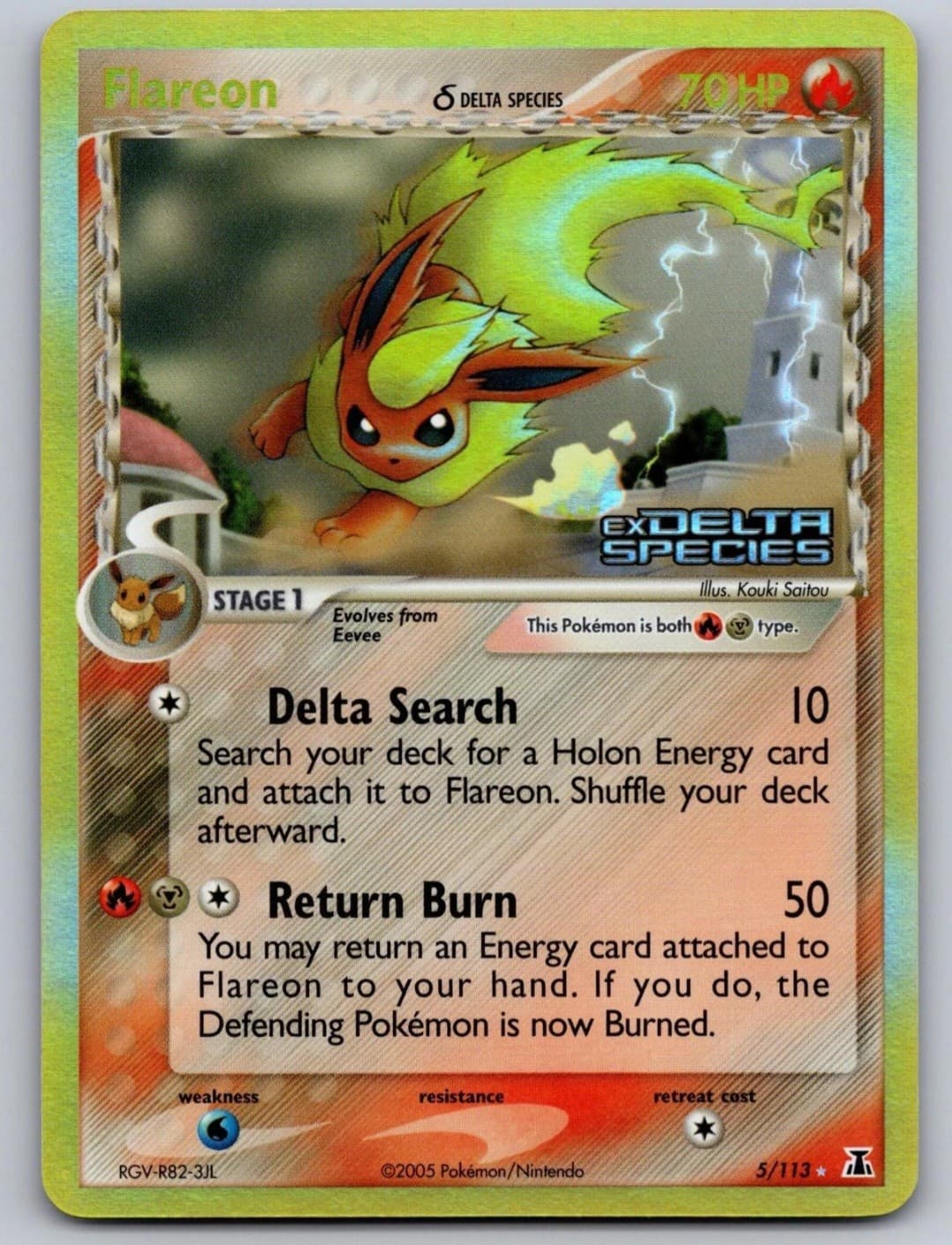 Flareon 5/113 Holo Rare Delta Species Pokemon...
