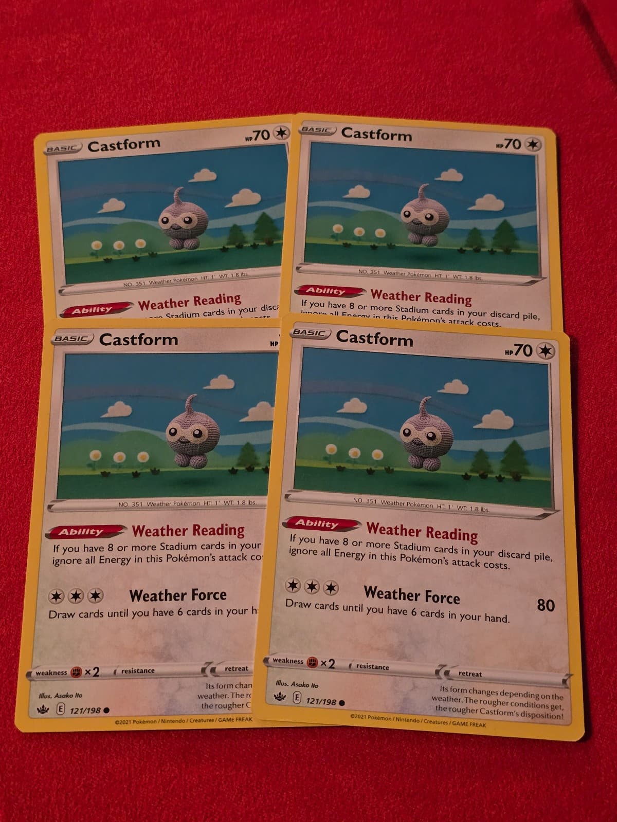 4x Castform 121/198 Chilling Reign Common -...