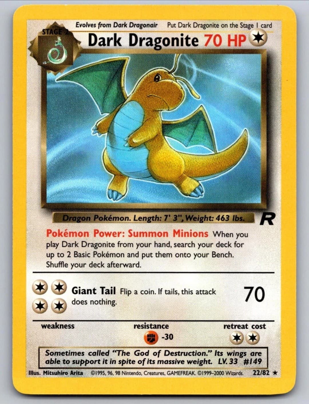 Dark Dragonite 22/82 Rare Team Rocket Pokemon...