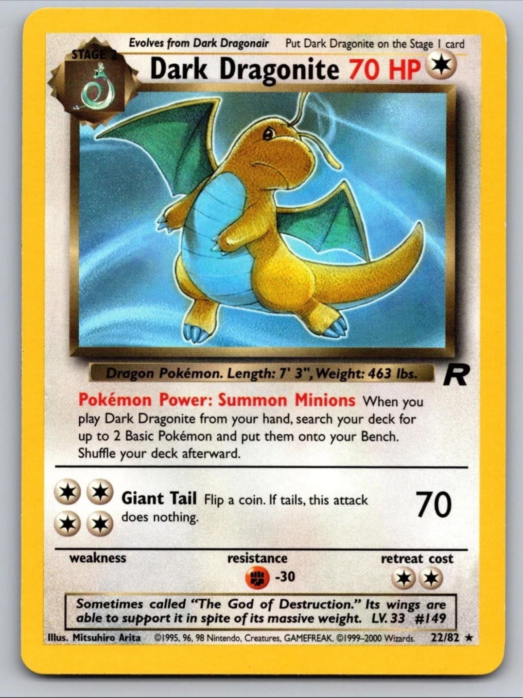 Dark Dragonite 22/82 Rare Team Rocket Pokemon...