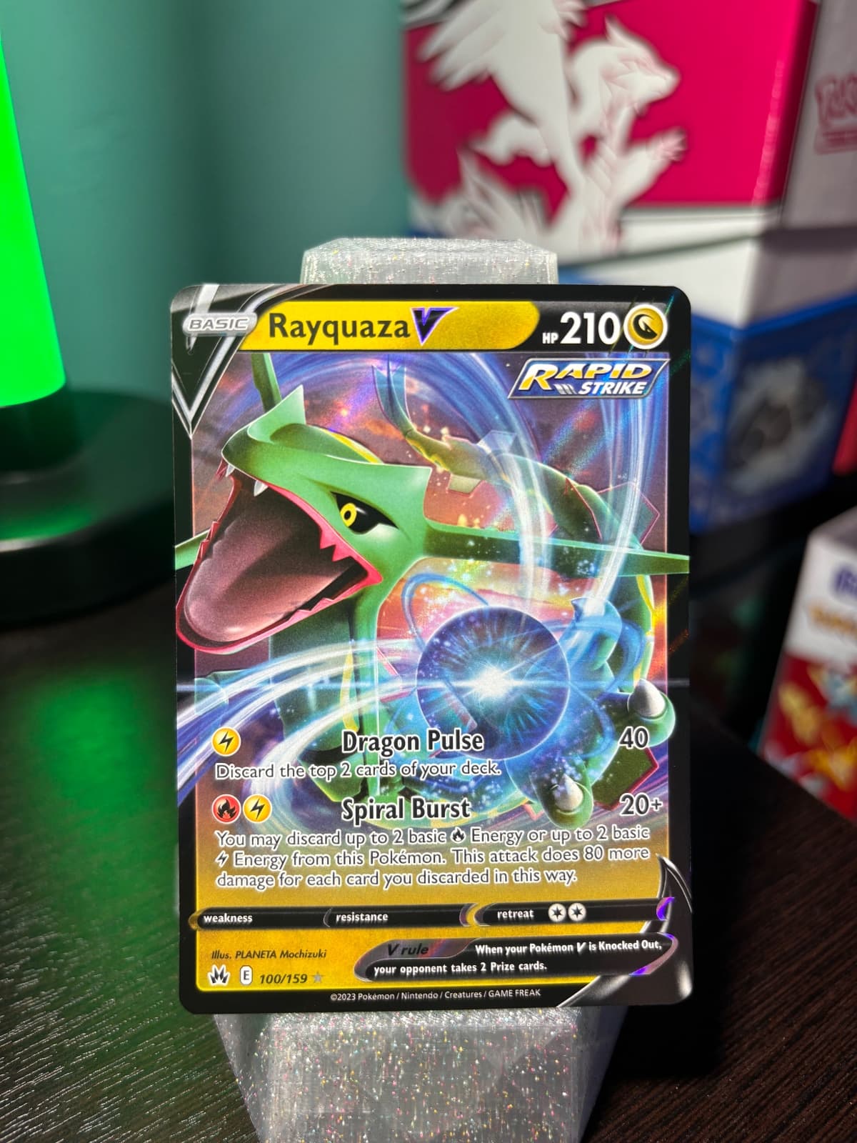 2023 Crown Zenith Rayquaza V 100/159 Holo Rare V