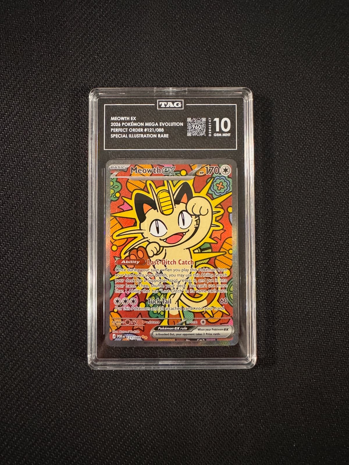 2026 Mega Evolution Meowth EX 121/088 TAG 10