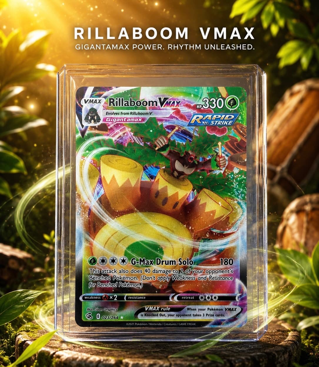 2021 Fusion Strike Rillaboom VMAX 23/264 Holo Rare